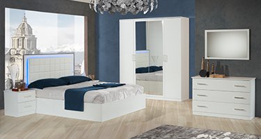 Ben Company Ambra White Finish Italian Bed Group Set