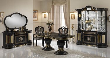 Ben Company Betty Black and Gold Finish Italian Dining Room
