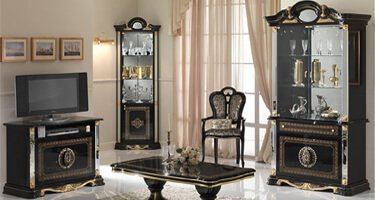 Ben Company Betty Black and Gold Finish Italian Living Room