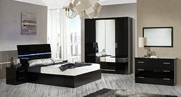 Ben Company Simona Black Finish Italian Bed Group Set