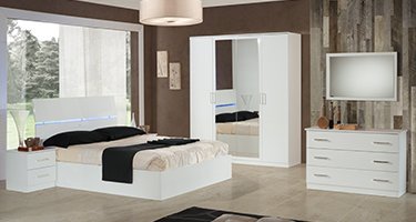 Ben Company Simona White Finish Italian Bed Group Set