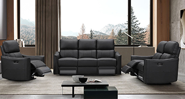 World Furniture Claudia Black Leather Electric Recliner Sofa
