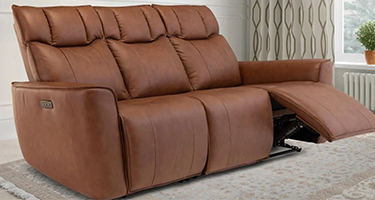 World Furniture Dolfino Tan Leather Electric Recliner Sofa