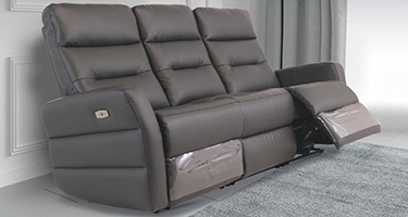 World Furniture Madison Charcoal Leather Electric Recliner Sofa