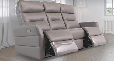 World Furniture Madison Grey Leather Electric Recliner Sofa