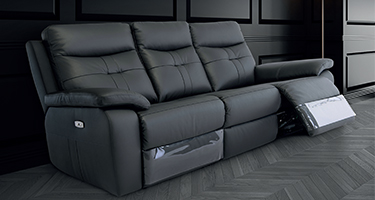 World Furniture Sophia Charcoal Leather Electric Recliner Sofa