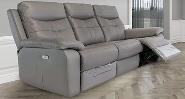 World Furniture Sophia Grey Leather Electric Recliner Sofa