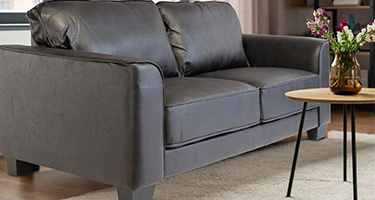 World Furniture Spencer Distressed Black Fabric Fixed Sofa