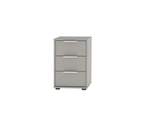 Wiemann Vip Monaco 4000 Glass Pebble Grey 3 Drawer Bedside Cabinet