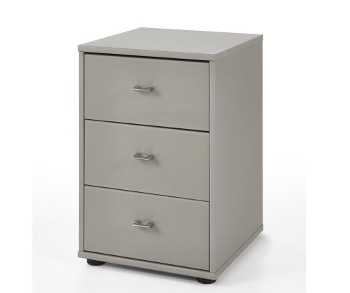 Wiemann Vip Vigo Glass Pebble Grey 3 Drawer Bedside Cabinet