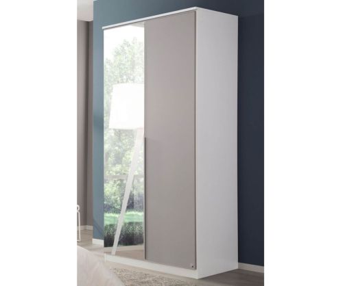 Rauch Texas Sonoma Oak Carcase with Alpine White Front 2 Door 1 Mirror Wardrobe With Shelves