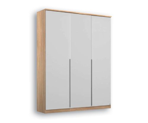Rauch Texas Sonoma Oak Carcase with Alpine White Front 3 Door Wardrobe With Cornice