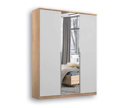 Rauch Texas Sonoma Oak 3 Door 1 Mirror Wardrobe with Cornice