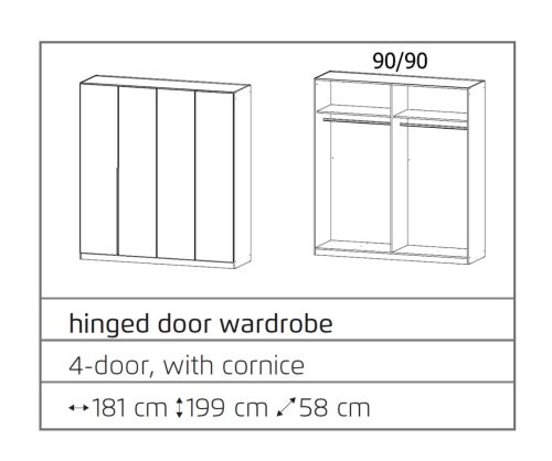 Rauch Texas Sonoma oak 4 Door Wardrobe with Cornice