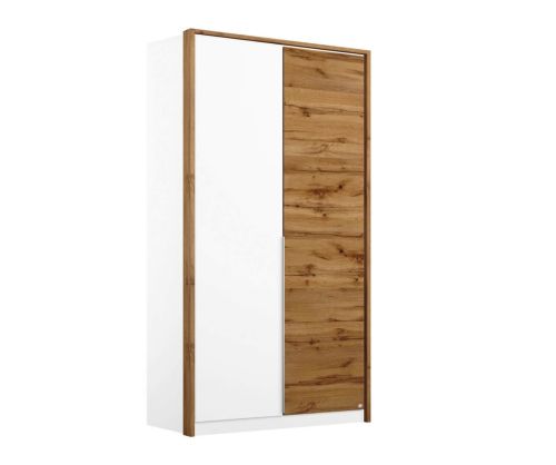 Rauch Bellezza Alpine White with High Polish White 2 Door Wardrobe with Silk Grey Application (W96cm)