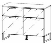 Rauch Modern Aditio Metallic Grey Carcase with Basalt Glass 2 Door 2 Drawer Chest