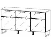 Rauch Modern Aditio Alpine White Carcase with White Glass 3 Door 3 Drawer Chest
