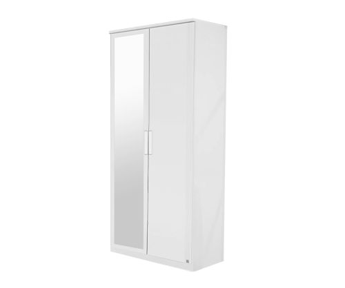 Rauch Rivera Alpine White 2 Door 1 Left Mirror Wardrobe with Cornice (W91cm)