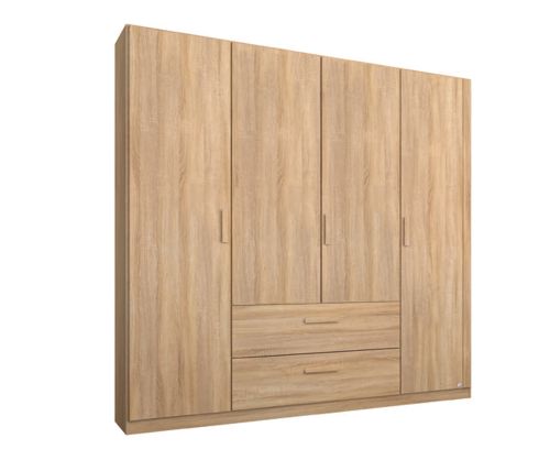 Rauch Rivera Sonoma Oak 4 Door 2 Drawer Combi Wardrobe with Cornice (W181cm)