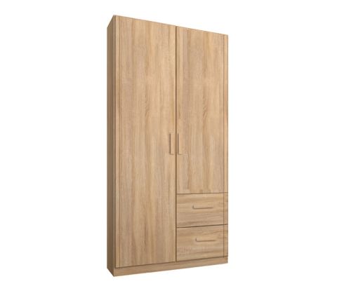 Rauch Rivera Sonoma Oak 2 Door 2 Drawer Right Combi Wardrobe with Cornice (W91cm)