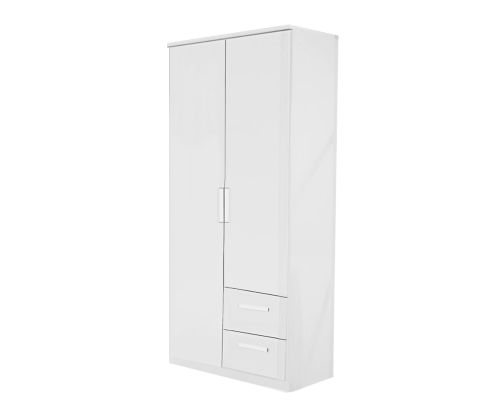 Rauch Rivera Alpine White 2 Door 2 Drawer Right Combi Wardrobe with Cornice (W91cm)