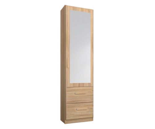 Rauch Rivera Sonoma Oak 1 Right Door 1 Mirror 2 Drawer Combi Wardrobe with Cornice (W47cm)