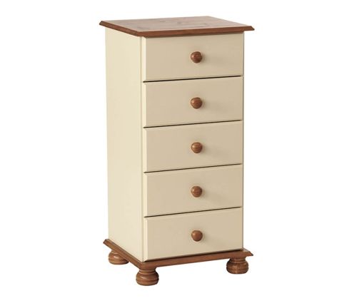 FTG Copenhagen Cream and Pine 5 Drawer Narrow Chest