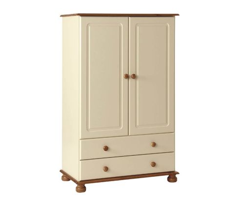 FTG Copenhagen Cream and Pine 2 Door 2 Drawer Combi Wardrobe