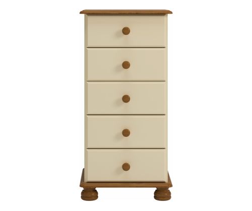 FTG Richmond Cream and Pine 5 Drawer Narrow Chest