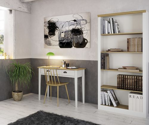 FTG Nola White and Pine 4 Shelf Bookcase