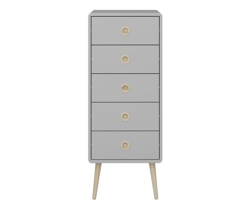 FTG Softline Grey 5 Drawer Narrow Chest 
