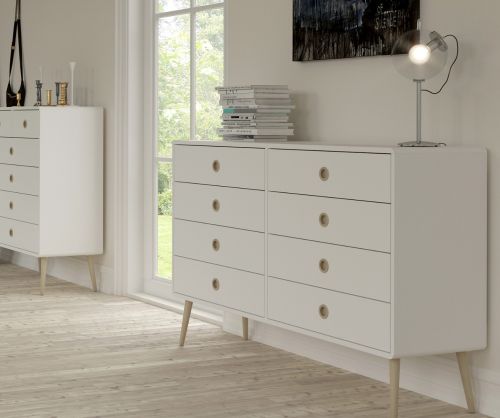 FTG Softline Off White 4 + 4 Drawer Wide Chest 
