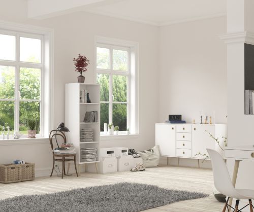 FTG Softline Off White Narrow Bookcase