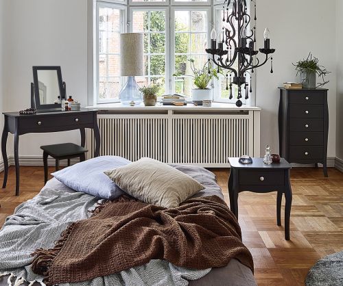 FTG Baroque Black 1 Drawer Nightstand 