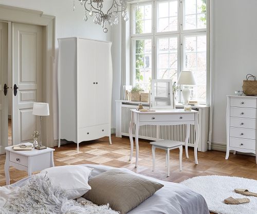 FTG Baroque White 2 Door 1 Drawer Combi Wardrobe
