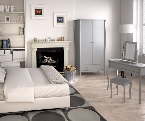 FTG Baroque Grey 2 Door 1 Drawer Combi Wardrobe