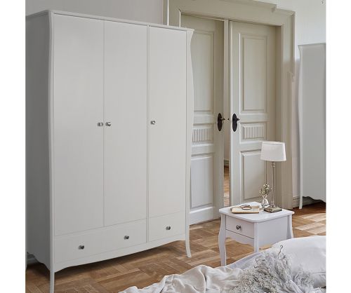 FTG Baroque White 3 Door 2 Drawer Combi Wardrobe