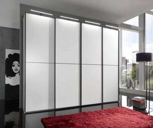 Wiemann Vip Westside 2 White Glass 4 Door Sliding Wardrobe with 2 Trims
