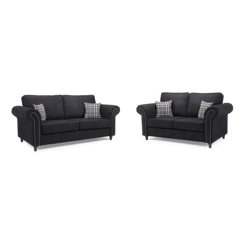 MNS Oakland Leather Suite - 3+2 Black
