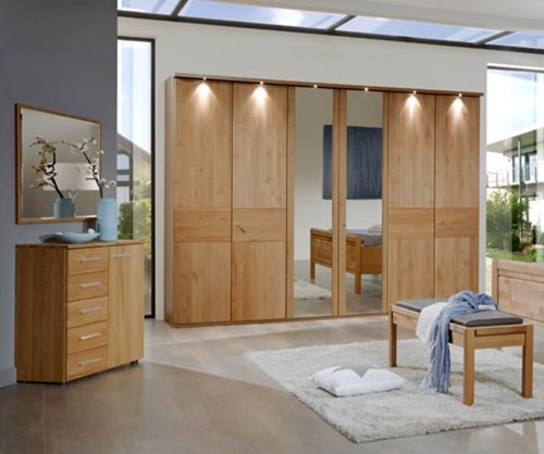 Wiemann Amalfi Wooden and Mirror Wardrobe with Plain Cross Trims and Lock