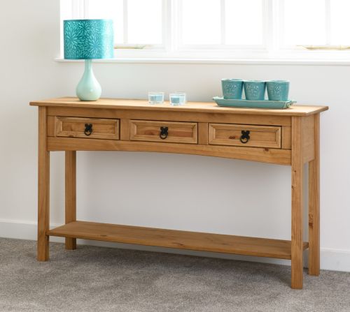 Seconique Corona Pine 3 Drawer Console Table