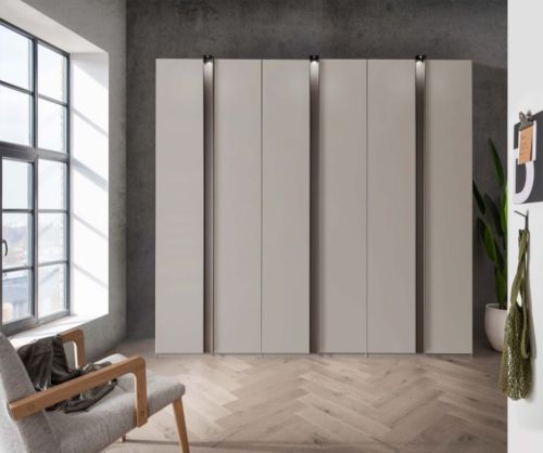Wiemann Lagos Front in Champagne Glass and Centre Strip Havana Finish Hinged Door Wardrobe