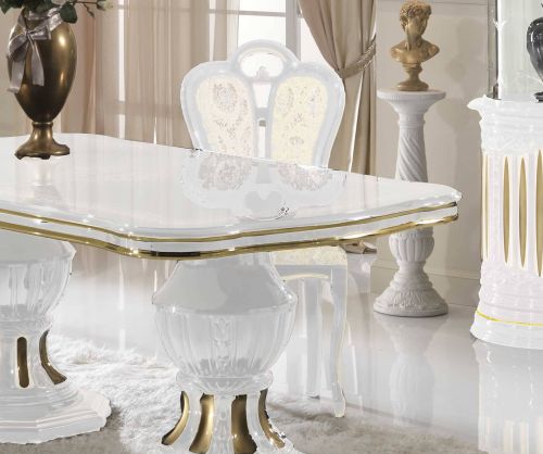 Ben Company Betty White and Gold Finish Italian Giglio Dining Chair