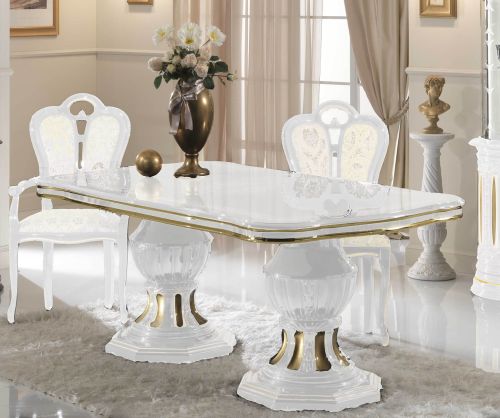 Ben Company Betty White and Gold Finish Italian Giglio Dining Armchair