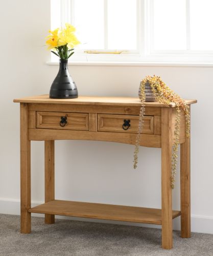 Seconique Corona Pine Console Table with 2 Drawer