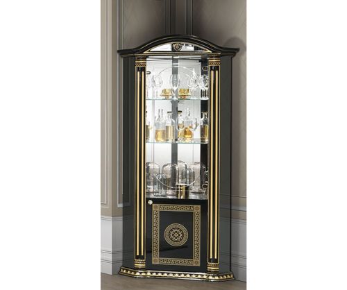 H2O Design Aurora Black and Gold Italian Corner Display Unit