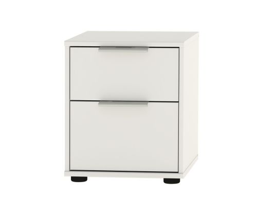 Wiemann Vip Monaco 4000 Glass White 2 Drawer Bedside Cabinet