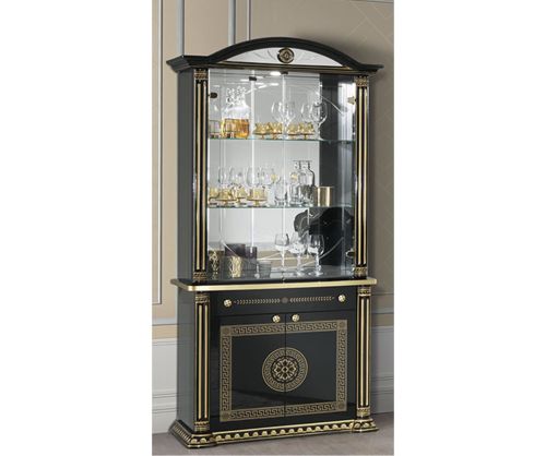 H2O Design Aurora Black and Gold Italian 2 Door Display Cabinet