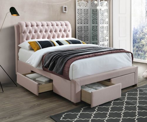 Artisan 3013 Pink Fabric 4 Drawer Storage Bed