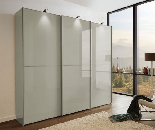 Wiemann Vip Westside 2 Pebble Grey Glass 3 Door Sliding Wardrobe with 2 Trims